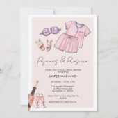 パジャマパーティースランバーPJプロセッコブライダルシャワー 招待状 (正面)