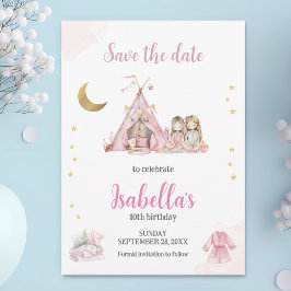 パジャマパーティースリープバーパーティー水彩 セーブザデート