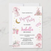 パジャマパーティースリープバーパーティー水彩 招待状 (正面)