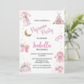 パジャマパーティースリープバーパーティー水彩 招待状 (スタンド正面)