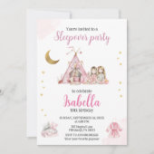 パジャマパーティースリープバーパーティー水彩 招待状 (正面)