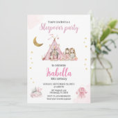 パジャマパーティースリープバーパーティー水彩 招待状 (スタンド正面)