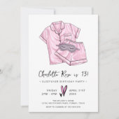 パジャマパーティートレンディースリーポバーピンク13位誕生日 招待状 (正面)