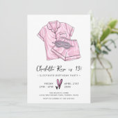 パジャマパーティートレンディースリーポバーピンク13位誕生日 招待状 (スタンド正面)