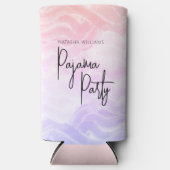 パジャマパーティーパステルピンクパープルモダン スリム缶クーラー (正面)