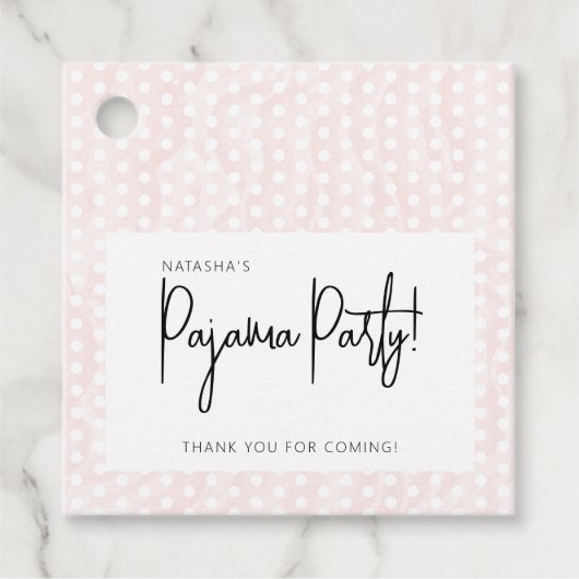 パジャマパーティーポルカドットソフトピンク フェイバータグ (正面)