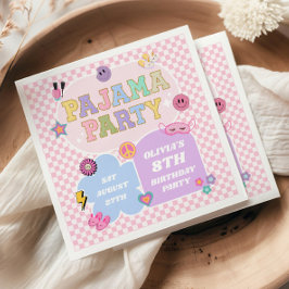 パジャマパーティー名門私立校風のバーシティパッチ誕生日パーティー スタンダードカクテルナプキン