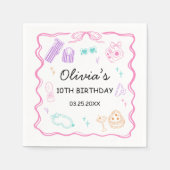 パジャマパーティー女子誕生日 スタンダードカクテルナプキン (正面)