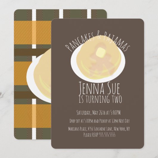 パジャマパーティー女子 秋のテーマ 招待状 (正面/裏面)