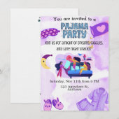 パジャマパーティー招待状テンプレート 招待状 (正面/裏面)