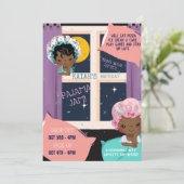 パジャマパーティー誕生日招待状カード (スタンド正面)