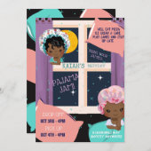 パジャマパーティー誕生日招待状カード (正面/裏面)