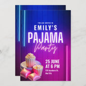 パジャマパーティー誕生日招待状スリーポバーアザ 招待状 (正面/裏面)