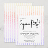 パジャマパーティー カラフル パステル エレガント ストライプ 招待状 (正面/裏面)