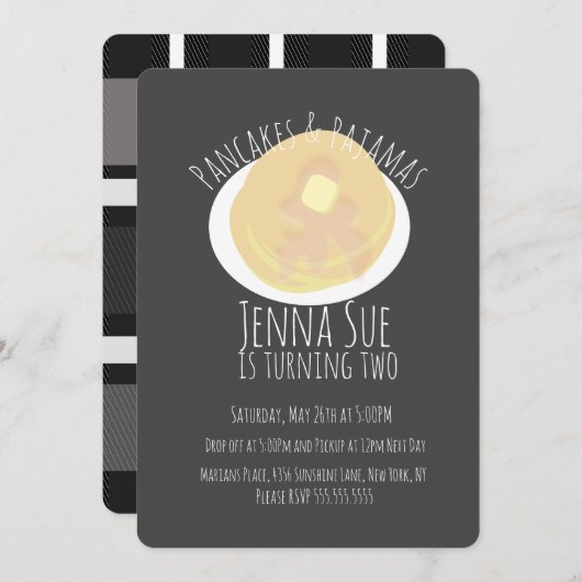 パジャマパーティー ガールズ プライド| ギンガム 招待状 (正面/裏面)