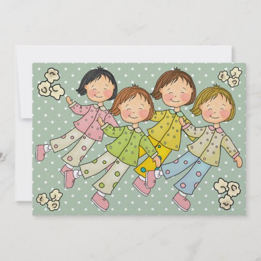 パジャマパーティー/スリープオーバー – SRF 招待状 (正面)