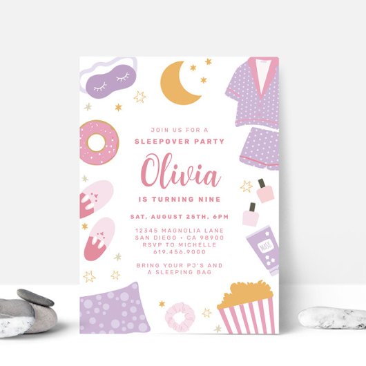 パジャマパーティー・スリープバースランバーパーティの招待状 招待状