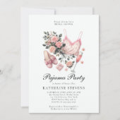 パジャマパーティー PJ 下着 ローズ シックな ブライダルシャワー 招待状 (正面)