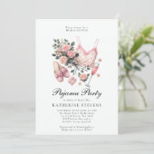 パジャマパーティー PJ 下着 ローズ シックな ブライダルシャワー 招待状 (スタンド正面)