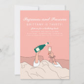 パジャマパーティーPJとプロセッコ誕生日 招待状 (正面)