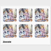 パジャマ笑わされるスのかわいい猫が洗濯 スクエアシール (シート)