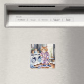 パジャマ笑わされるスのかわいい猫が洗濯 マグネット (インサイチュ (食洗機))