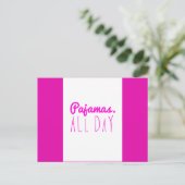 パジャマ終日ガーリーおもしろい引用文 ポストカード (スタンド正面)