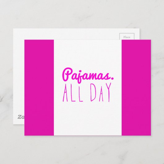 パジャマ終日ガーリーおもしろい引用文 ポストカード (正面/裏面)