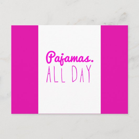 パジャマ終日ガーリーおもしろい引用文 ポストカード (正面)