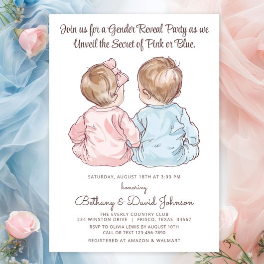 パジャマ魅力的スのベビージェンダーのパーティーを明らかにする 招待状