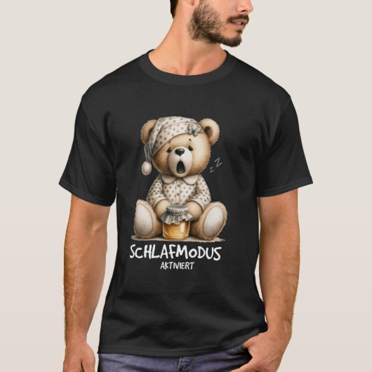 パジャマ パジャマモード 就寝用パジャマ 疲れたテディベア 眠り Tシャツ (正面)