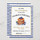 パジャマ&パンケーキ誕生日招待状 招待状 (正面/裏面)