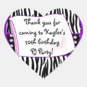 パジャマ・パーティーのハートの紫色のステッカー ハートシール (正面)