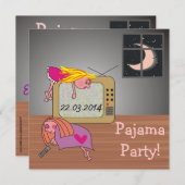 パジャマ・パーティーの睡眠の女の子のかわいい招待状 招待状 (正面/裏面)