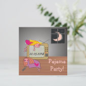 パジャマ・パーティーの睡眠の女の子のかわいい招待状 招待状 (スタンド正面)