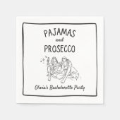 パジャマ＆プロセッコのパーソナライズドバチェロレッテパーティー スタンダードカクテルナプキン (正面)