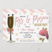 パジャマ&プロセッコクリスマスパーティの招待状 招待状 (正面/裏面)