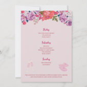 パジャマ&プロセッコバチェロレッテ週末の日程 招待状 (裏面)