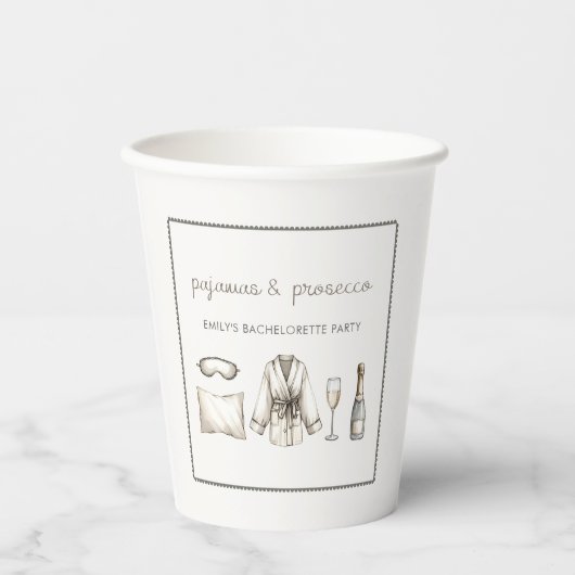 パジャマ&プロセッコパーソナライズされたバチェロレッテ 紙コップ (正面)