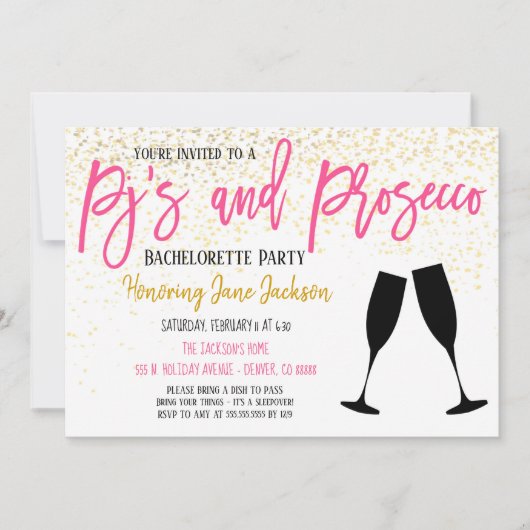 パジャマ&プロセッコパーティの招待状 招待状 (正面)