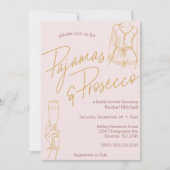 パジャマ&プロセッコピンクブライダル/ランジェリーシャワー 招待状 (正面)