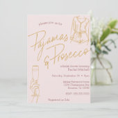 パジャマ&プロセッコピンクブライダル/ランジェリーシャワー 招待状 (スタンド正面)