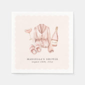 パジャマ&プロセッコブライダルシャワーバチェロレッテ スタンダードカクテルナプキン (正面)