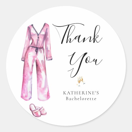 パジャマ プロセッコ おしゃれな ブライズメイド パーティー 感謝 ラウンドシール (正面)