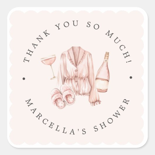 パジャマ＆プロセッコ ブライダルシャワー バチェロレッテ スクエアシール (正面)