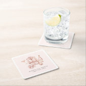 パジャマ＆プロセッコ ブライダルシャワー バチェロレッテ スクエアペーパーコースター (インサイチュ)