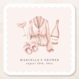 パジャマ＆プロセッコ ブライダルシャワー バチェロレッテ スクエアペーパーコースター