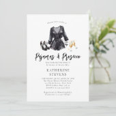 パジャマ プロセッコ PJ パーティー おしゃれ ブラック ブライズメイド 招待状 (スタンド正面)