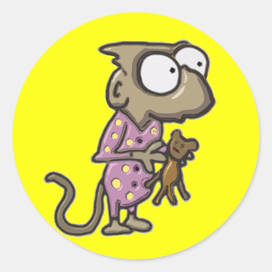 パジャマ・モンキー・ステッカー ラウンドシール (正面)