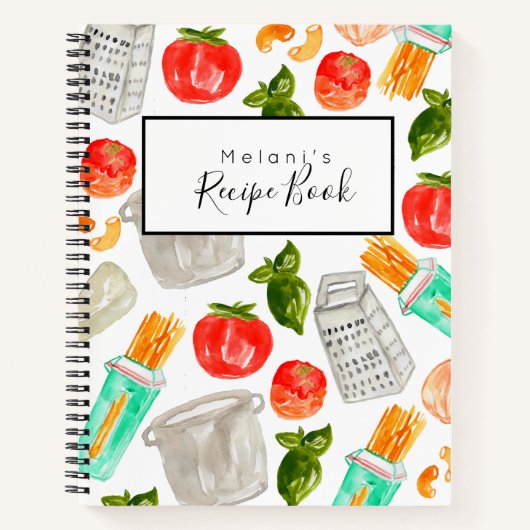パスイタリアンタ料お洒落理レシピ帳 ノートブック (正面)